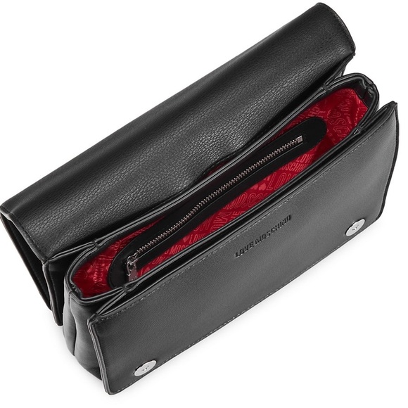 🍁ON SALE🍂LOVE MOSCHINO NWT AUTHENTIC LOGO-CHARM BLACK FAUX LEATHER SATCHEL BAG - Picture 17 of 17